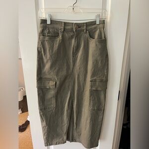 ONLY Khaki Cargo Midi Skirt